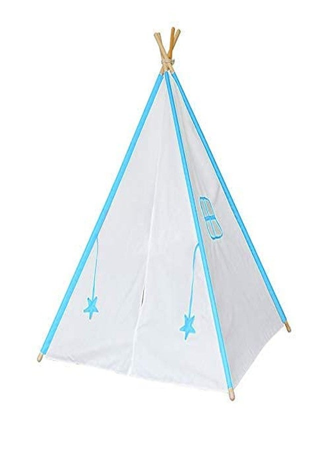 Next Day Art Tent House for Kids Tepee Tent with Padded Mat, Kids Canopy Play Tent, Playard, Playhouse Big Portable Tent for Kids for Indoor and Outdoor- Blue and White - Image 4